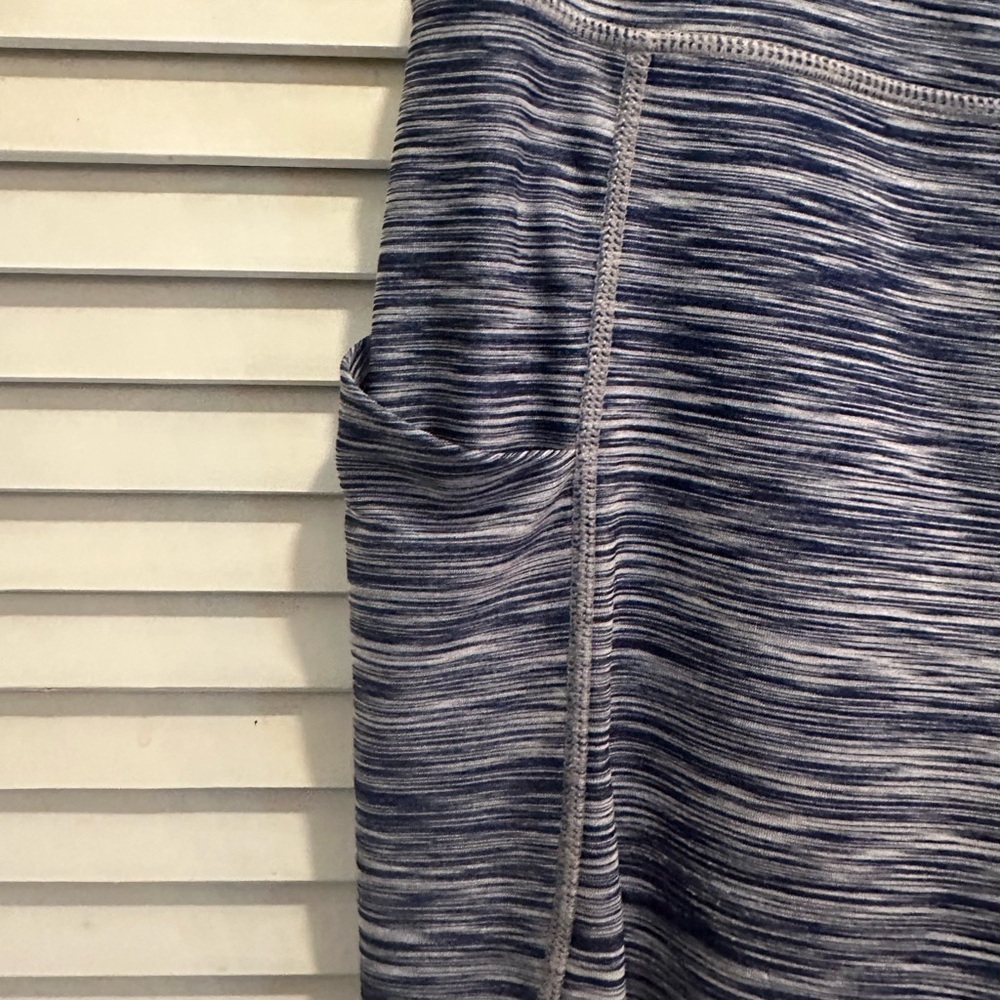 Blue and Gray Striped Athletic Leggings
